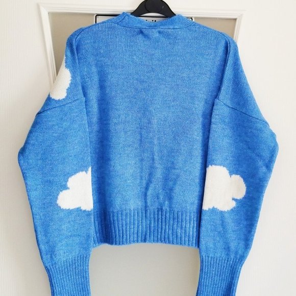 Kawaii Harajuku Cute Blue and White Cloud Cardigan - Picture 3 of 3